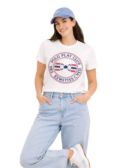 Polo Play Ladies Graphic T-shirt -WHITE