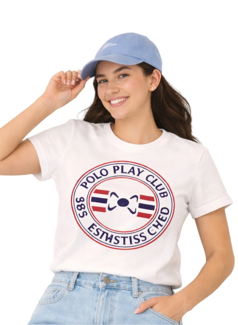 Polo Play Ladies Graphic T-shirt -WHITE