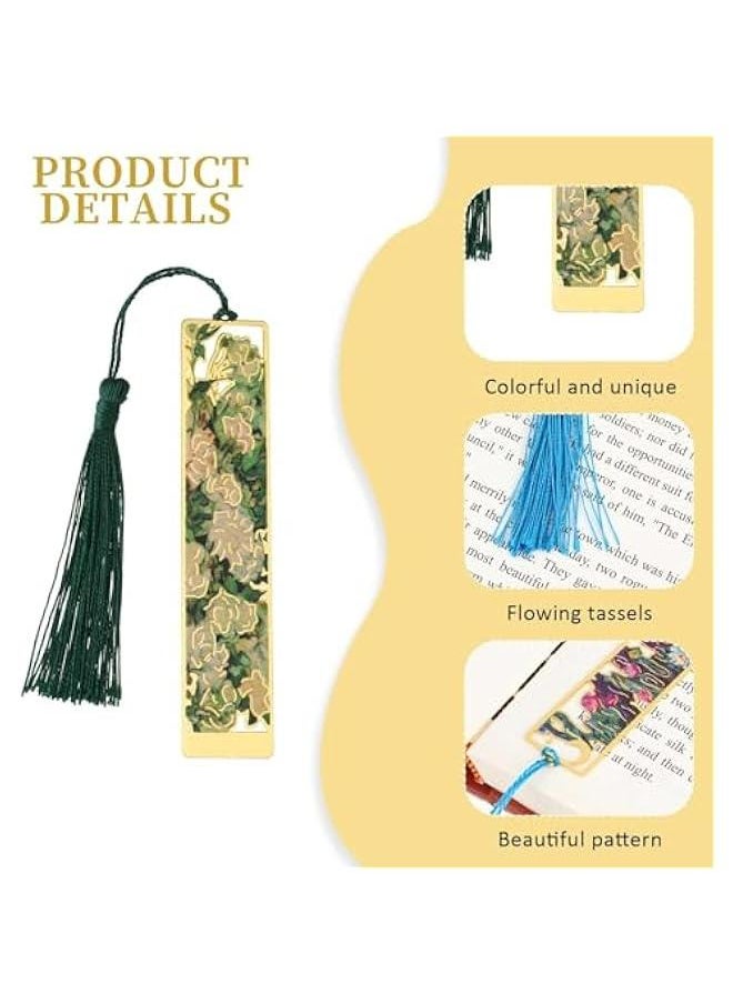 Generic - Set of 4 Metal Bookmarks with Tassel featuring Hollow Flower Design Inspired by Van Gogh's Golden Oil Paintings - Perfect for Women, Kids, Students, Teachers, and Book Enthusiasts - Image 1