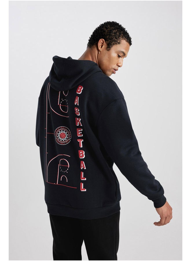 DeFacto - Man Boxy Fit Hooded Long Sleeve Knitted Sweat Shirt - Image 1