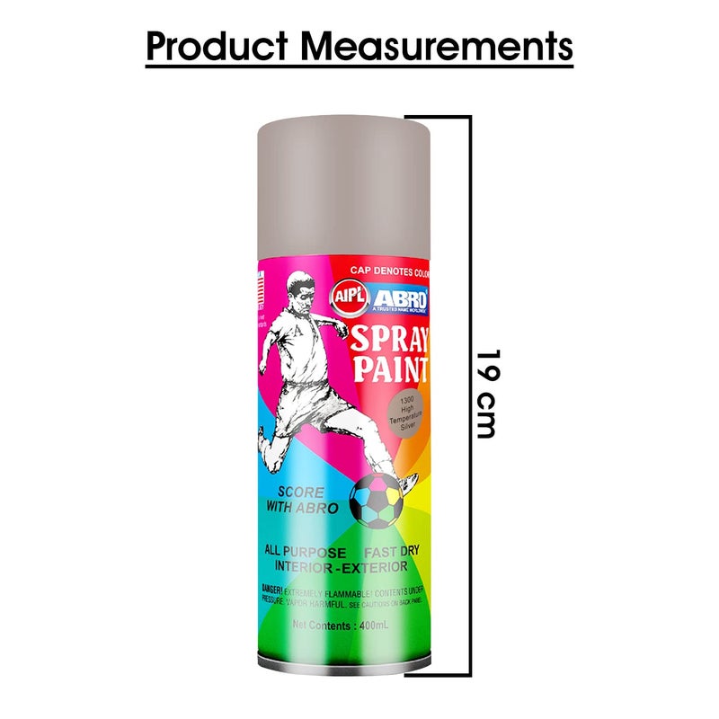 Abro SP-1300 Multipurpose Colour Spray Paint Can (400ml, High Temperature Silver) DIY Quick Drying for Metal, Wood, Walls, Automotive Cars and Bikes - Image 5