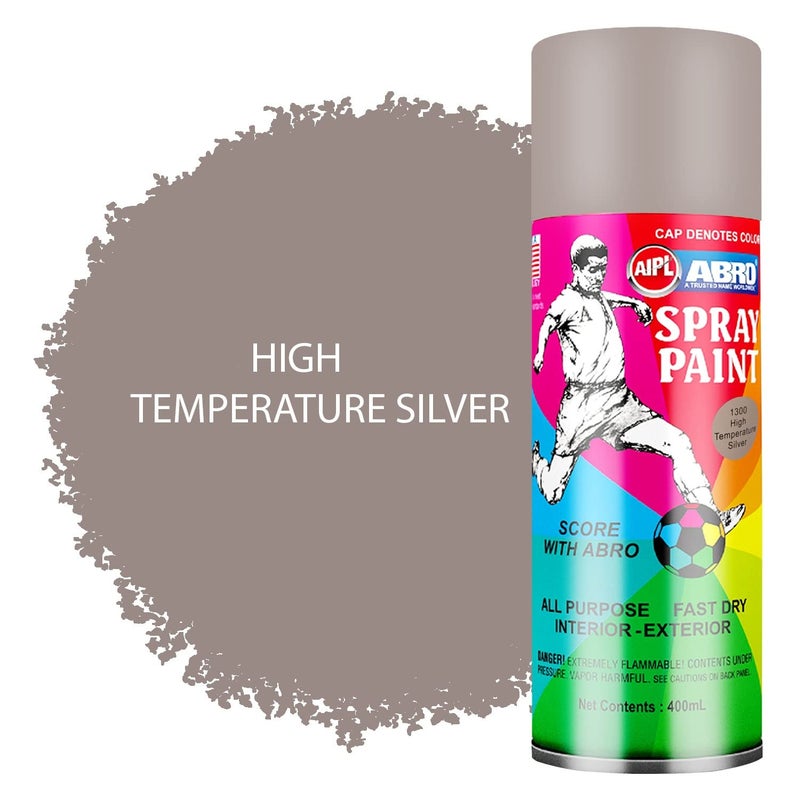 Abro SP-1300 Multipurpose Colour Spray Paint Can (400ml, High Temperature Silver) DIY Quick Drying for Metal, Wood, Walls, Automotive Cars and Bikes - Image 2
