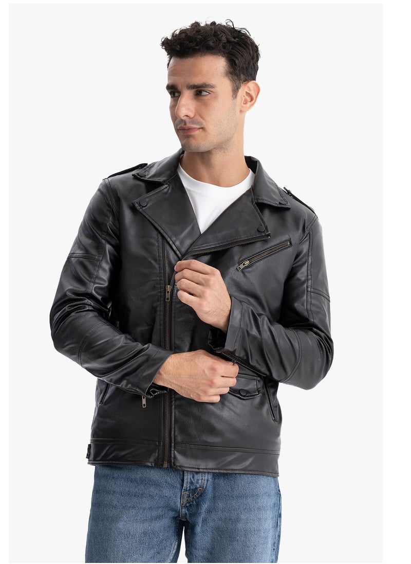 clever - Jacket Leather  Halley Turkish Material  - Fur Lined -Black - Image 1