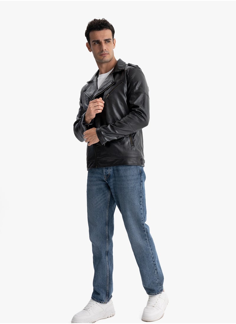 clever - Jacket Leather  Halley Turkish Material  - Fur Lined -Black - Image 1