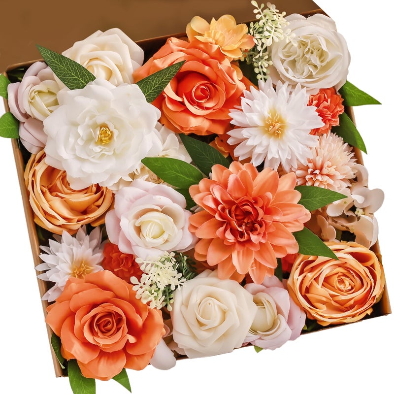 MISSPIN Fall Artificial Flowers Combo Box Set Fake Flowers for DIY Wedding Bridal Bouquets Faux Roses Floral Arrangements with Stems for Party Table Centerpieces Autumn Home Indoor Outdoor Decoration - Image 1