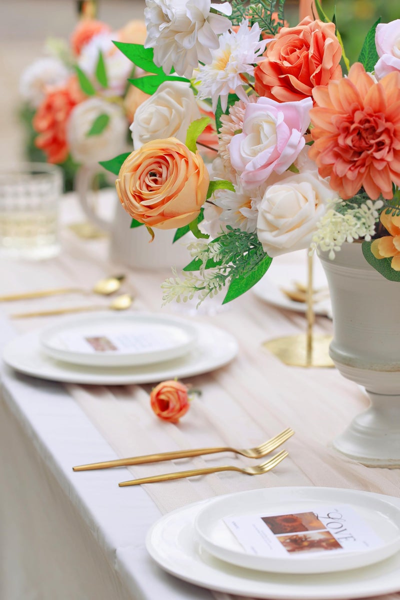 MISSPIN Fall Artificial Flowers Combo Box Set Fake Flowers for DIY Wedding Bridal Bouquets Faux Roses Floral Arrangements with Stems for Party Table Centerpieces Autumn Home Indoor Outdoor Decoration - Image 2