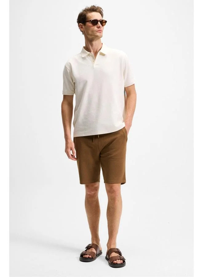 GRIMELANGE CAMILO Men's Pocket Zippered Elastic Waist Brown Shorts & Bermuda.