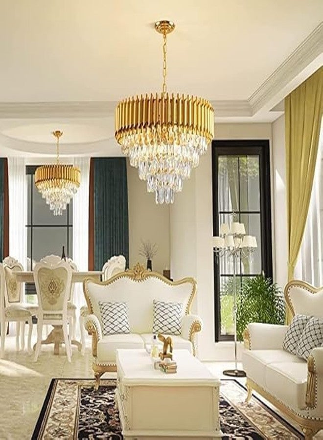 Weldecor Luxury Crystal Chandelier for Living Room – Modern Gold Jhoomer Light Fixture with LED Support, Ceiling Mount Decorative Pendant Lamp for Home, Hall, Dining Room - Image 3