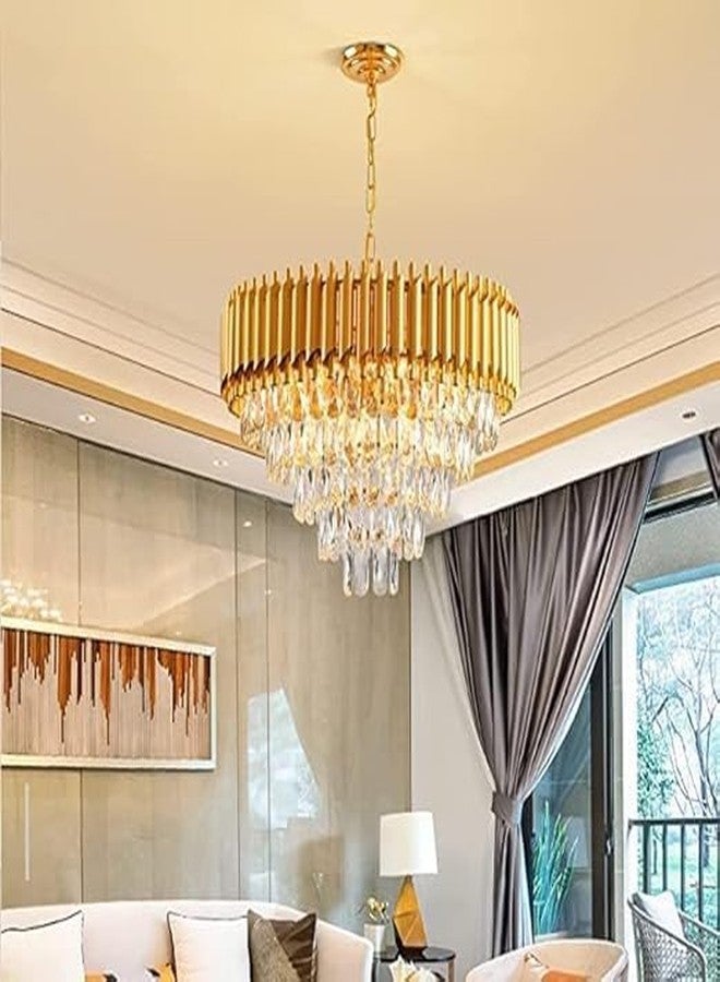Weldecor Luxury Crystal Chandelier for Living Room – Modern Gold Jhoomer Light Fixture with LED Support, Ceiling Mount Decorative Pendant Lamp for Home, Hall, Dining Room - Image 4