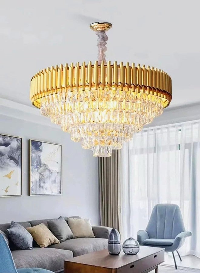 Weldecor Luxury Crystal Chandelier for Living Room – Modern Gold Jhoomer Light Fixture with LED Support, Ceiling Mount Decorative Pendant Lamp for Home, Hall, Dining Room - Image 1
