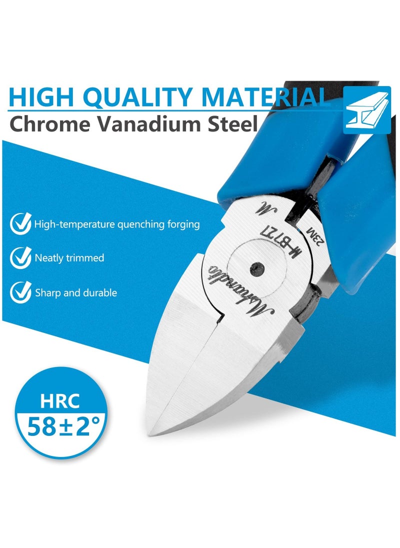 Wire Cutters, 7" Flush Cutters for Jewelry Making, Ultra-Sharp Side Cutters, CR-V Diagonal Cutters for Crafting, Flush Cut Pliers for Soft Copper Wire, Floral, Circuit Board