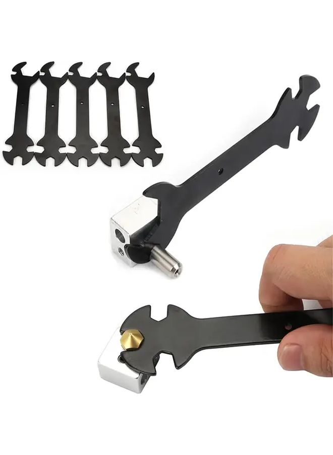 5 In 1 Fixed Wrench 3D Printer Nozzle Wrench Set 6mm To 20mm Heavy Duty Steel Flat Ratchet Tool Compatible With E3D MK8 MK10 V6 Volcano Heating Block Replacement - Image 5