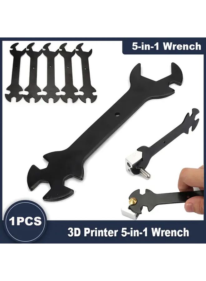 5 In 1 Fixed Wrench 3D Printer Nozzle Wrench Set 6mm To 20mm Heavy Duty Steel Flat Ratchet Tool Compatible With E3D MK8 MK10 V6 Volcano Heating Block Replacement - Image 1