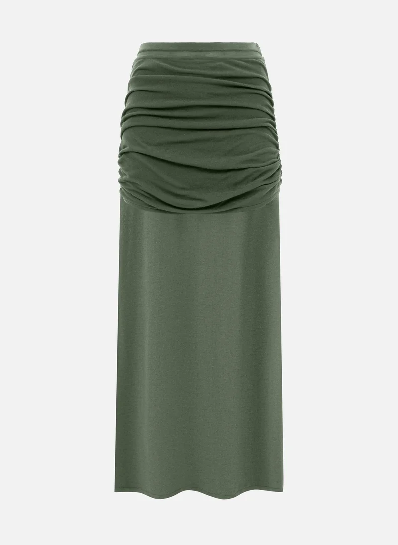 Lichi Jersey midi skirt with draped hips