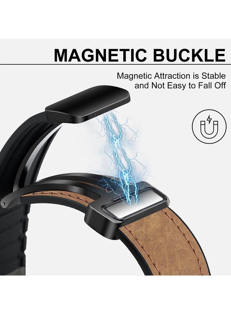 22mm Leather Strap Replacement for Huawei Watch 5 46mm/GT5 Pro 46mm/GT5 46mm/GT4 46mm/Watch 4 46mm,Quick Release Band for Redmi Watch 5 Active/Lite,Brown - Image 3