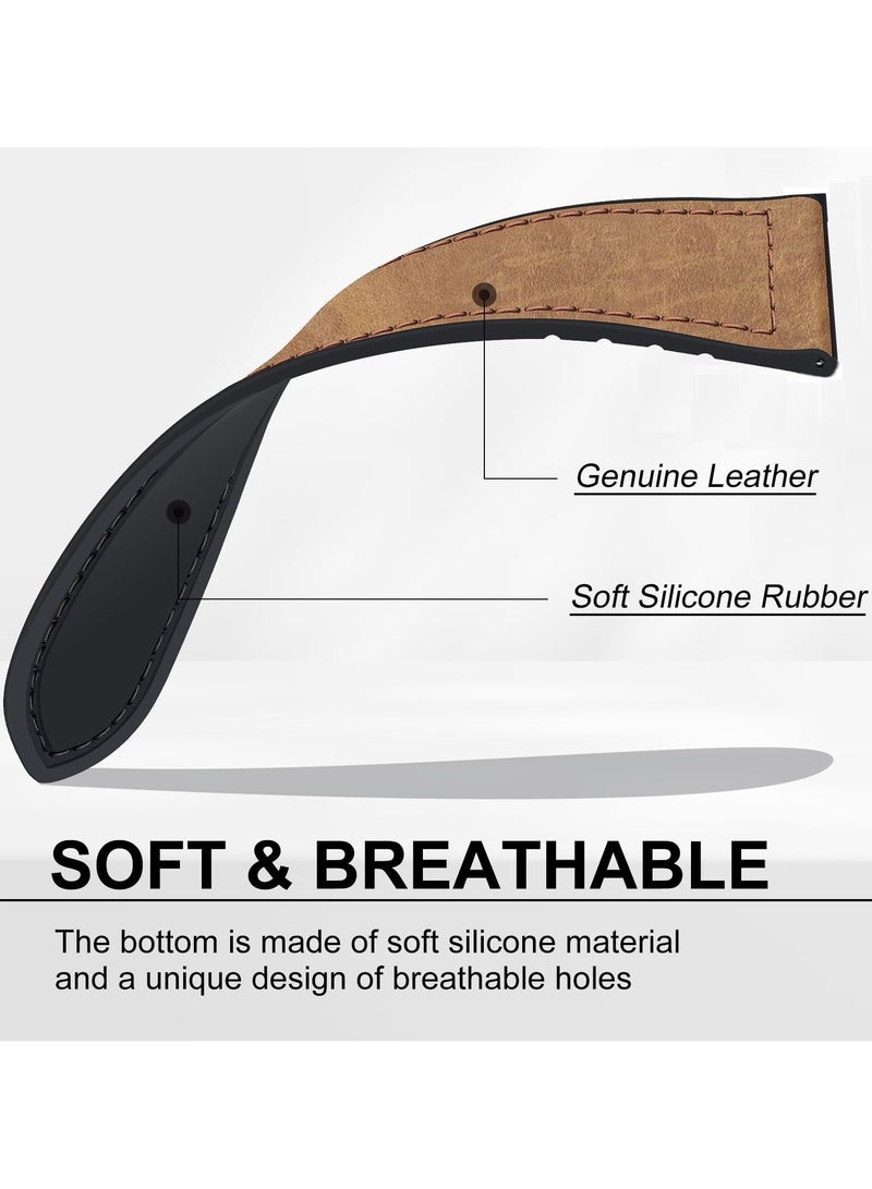 22mm Leather Strap Replacement for Huawei Watch 5 46mm/GT5 Pro 46mm/GT5 46mm/GT4 46mm/Watch 4 46mm,Quick Release Band for Redmi Watch 5 Active/Lite,Brown - Image 4