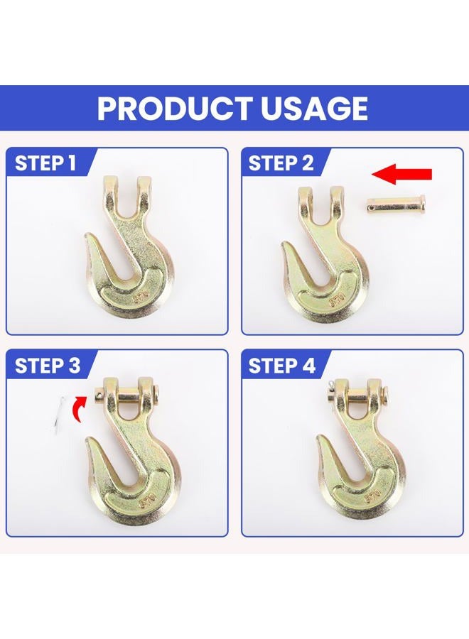 ALISWAT 8 Pack 3/8" Clevis Grab Hooks, Grade 70 Forged Steel Chain Hook for 3/8 Inch Tow Chain Transport, Heavy Duty Tow Hook 6600 Lbs Working Load Limit for Trailer Trucking - Image 5