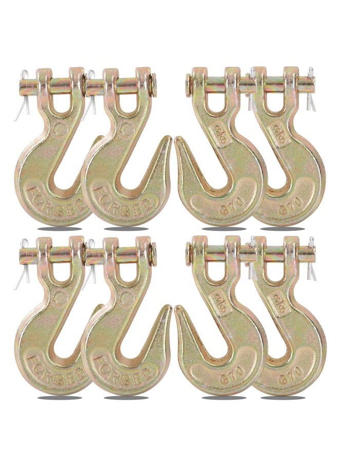 ALISWAT 8 Pack 3/8" Clevis Grab Hooks, Grade 70 Forged Steel Chain Hook for 3/8 Inch Tow Chain Transport, Heavy Duty Tow Hook 6600 Lbs Working Load Limit for Trailer Trucking - Image 1