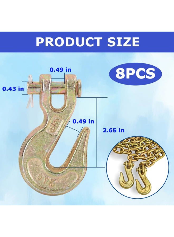 ALISWAT 8 Pack 3/8" Clevis Grab Hooks, Grade 70 Forged Steel Chain Hook for 3/8 Inch Tow Chain Transport, Heavy Duty Tow Hook 6600 Lbs Working Load Limit for Trailer Trucking - Image 2