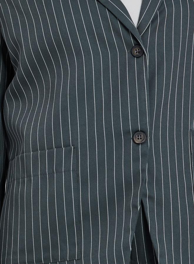 Styli Navy Blue Pinstripe Regular Fit Blazer - Image 4