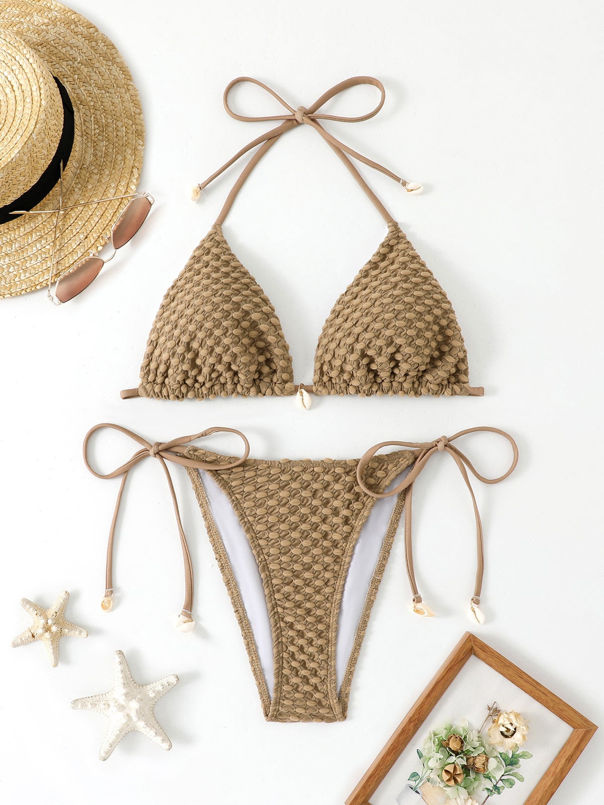 Generic 2025 Solid Color New Split Swimsuit Bikini High-End Backless ...