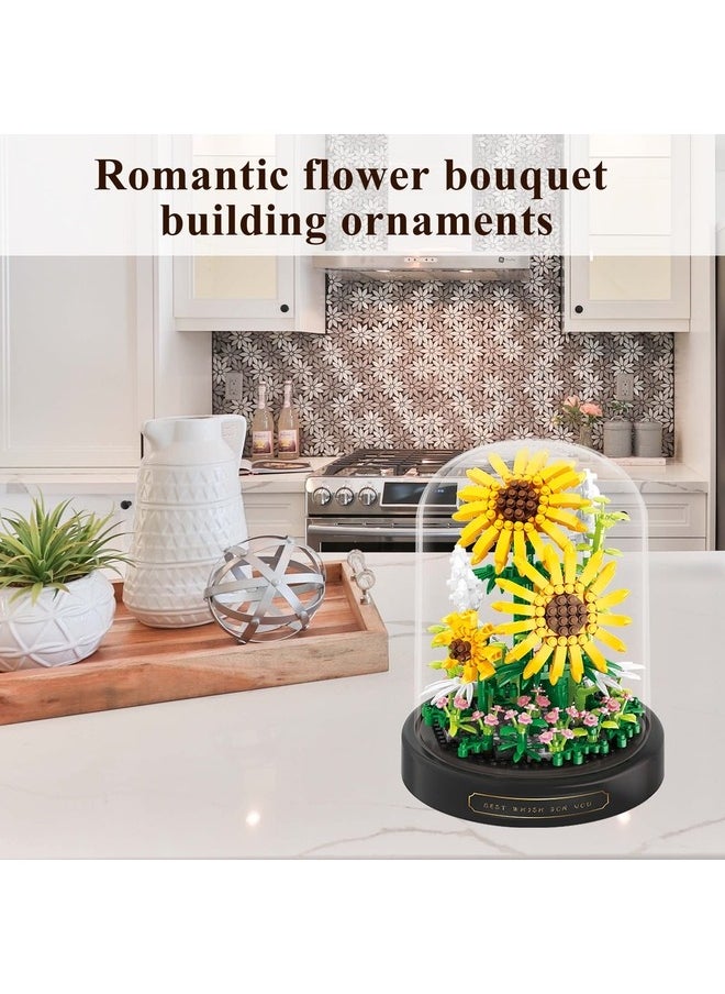 Generic Sunflower Flower Bouquet Set,Mini Bricks Botanical Collection Flowers Building Blocks,Assembly Bonsai Tree Friends Sets, Valentine's Anniversaries Birthday Gift for Women Friends Adults  - Image 2