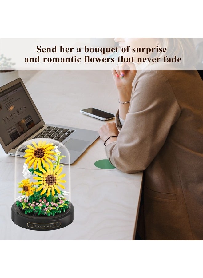 Generic Sunflower Flower Bouquet Set,Mini Bricks Botanical Collection Flowers Building Blocks,Assembly Bonsai Tree Friends Sets, Valentine's Anniversaries Birthday Gift for Women Friends Adults  - Image 5
