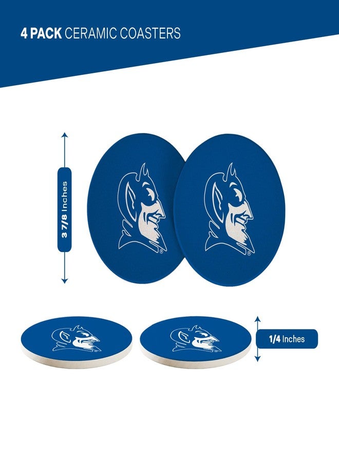 Desert Cactus Duke University Circle Ceramic Coasters 4 Pack Blue Devils Absorbent Drink Coasters with Cork Backing (Design C) - Image 2