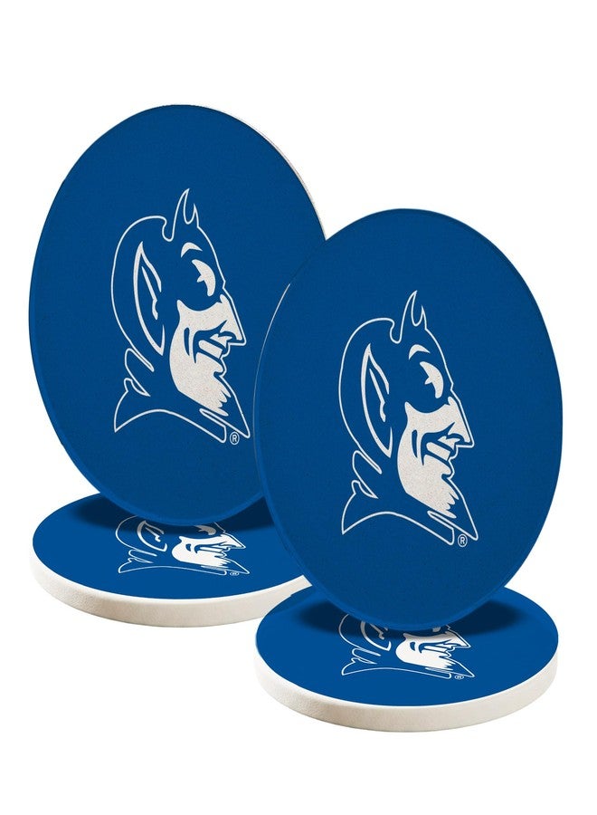 Desert Cactus Duke University Circle Ceramic Coasters 4 Pack Blue Devils Absorbent Drink Coasters with Cork Backing (Design C) - Image 1