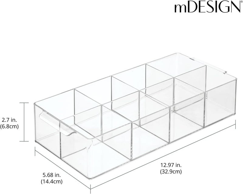 mDesign Plastic Condiment Organizer and Tea Bag Holder - 8-Compartment Kitchen Pantry/Countertop Storage Caddy - Divided Chip, Snack, Oatmeal Packet Holder - Lumiere Collection - Clear - Image 4