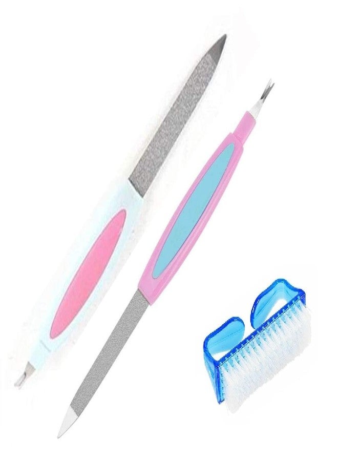 ROODILES 2 Nail Filers & 1 Nail Scrub Brush Combo | Professional Nail Care & Cleaning Set for Smooth, Shiny Nails Combo Set of 3 - Image 1