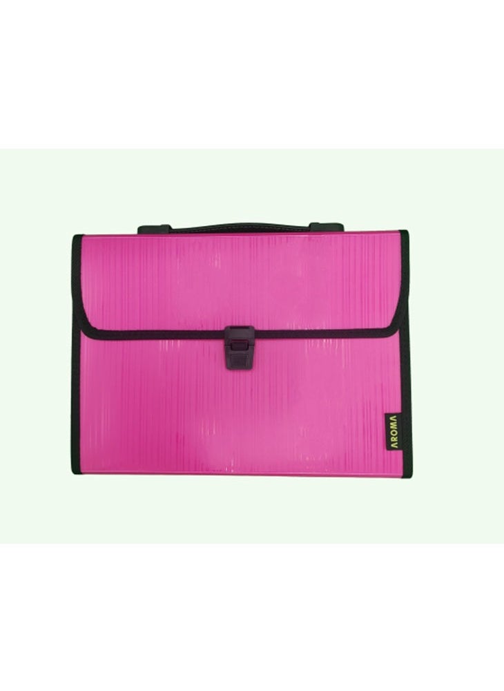 Generic - AROMA Expandable File Folder for Office and School - Pink - Expandable A4 Document File Folder with Handle - Pink - Image 1