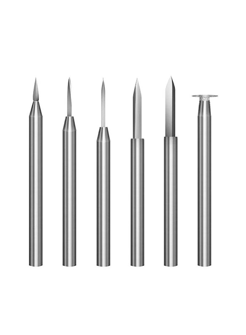 Yakumuz Wood Carving Drill Bits Set for Dremel Rotary Tool Yakumuz 6Pcs Engraving Drill Accessories Bit Wood Crafts Grinding Woodworking Tool with 3mm Shank for Carving Drilling Micro Sculpture - Image 1