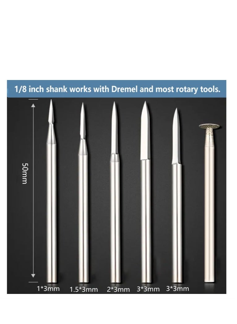 Yakumuz Wood Carving Drill Bits Set for Dremel Rotary Tool Yakumuz 6Pcs Engraving Drill Accessories Bit Wood Crafts Grinding Woodworking Tool with 3mm Shank for Carving Drilling Micro Sculpture - Image 5