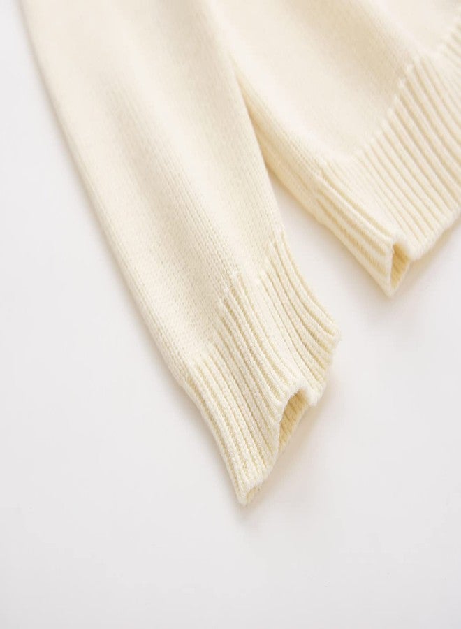 GLEAMING GRAIN كارديجان للأطفال الصغار، كنزة أساسية للأولاد والبنات، بيج، 6 سنوات - Image 5