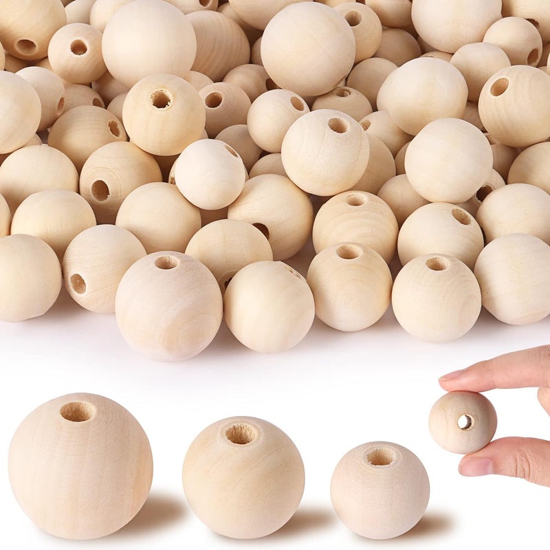 DIY Crafts 260, Wooden Beads Large Size Unfinished Natural Wooden Beads Round Wood Beads Rustic Country Wood Beads for Garland Macrame, DIY Jewelry Making, Farmhouse Decor (260) - Image 1