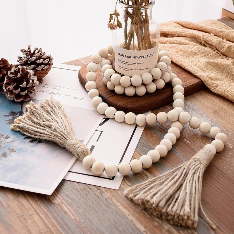 DIY Crafts 260, Wooden Beads Large Size Unfinished Natural Wooden Beads Round Wood Beads Rustic Country Wood Beads for Garland Macrame, DIY Jewelry Making, Farmhouse Decor (260) - Image 4