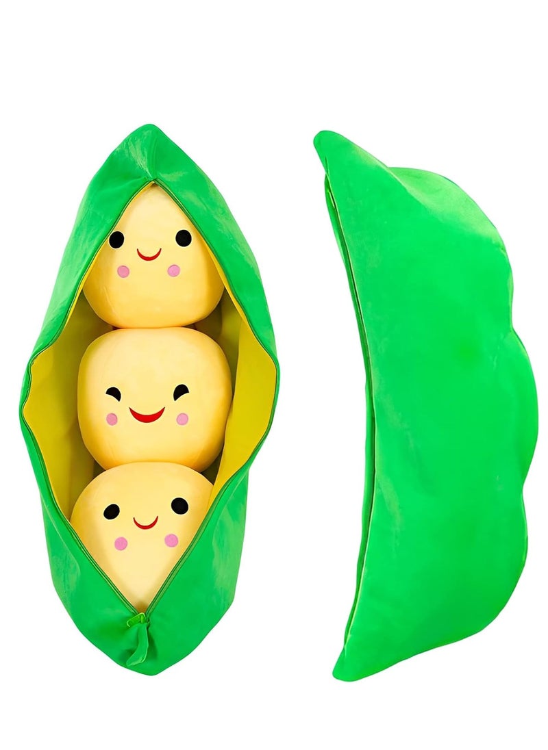 Bukela - Giant Peas in A Pod Plush Toy Pea Pod Pillow Cute Pea Stuffed Toys Plant Doll Various Sizes (Yellow Beans) - Image 1
