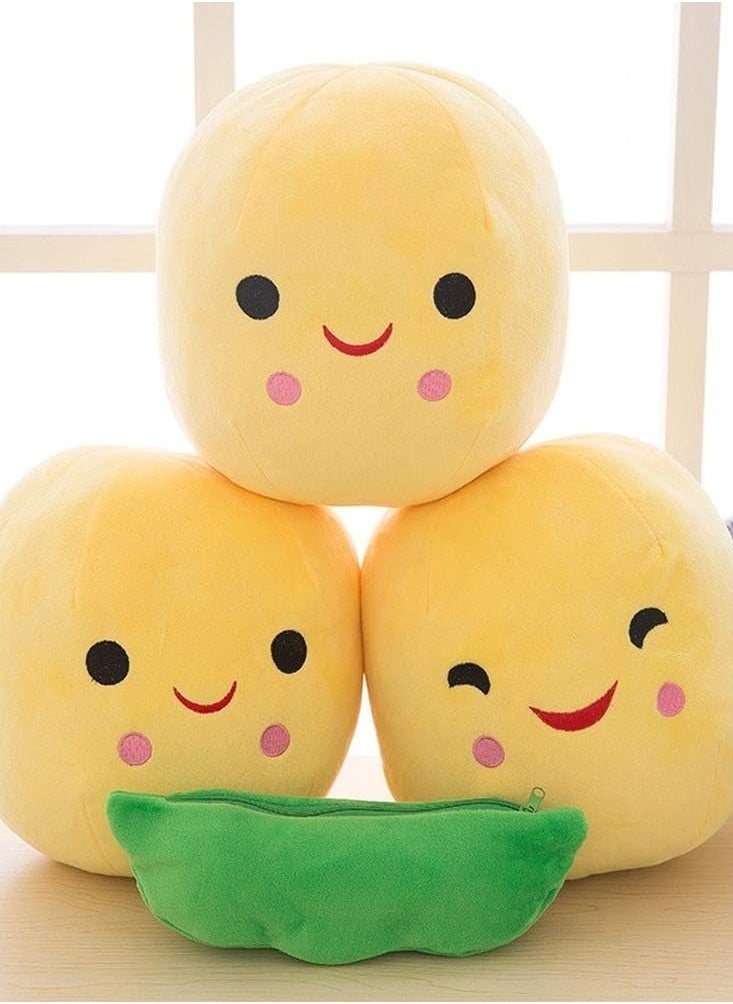 Bukela - Giant Peas in A Pod Plush Toy Pea Pod Pillow Cute Pea Stuffed Toys Plant Doll Various Sizes (Yellow Beans) - Image 1
