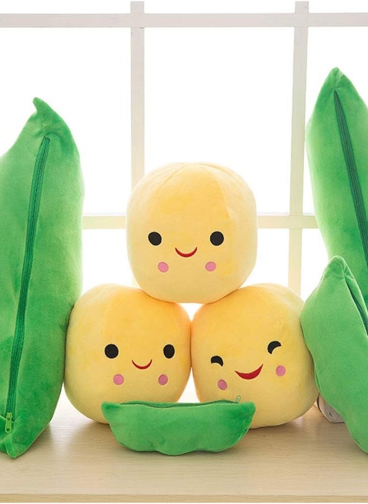 Bukela - Giant Peas in A Pod Plush Toy Pea Pod Pillow Cute Pea Stuffed Toys Plant Doll Various Sizes (Yellow Beans) - Image 1