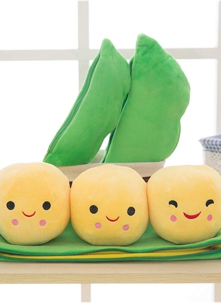Bukela - Giant Peas in A Pod Plush Toy Pea Pod Pillow Cute Pea Stuffed Toys Plant Doll Various Sizes (Yellow Beans) - Image 1