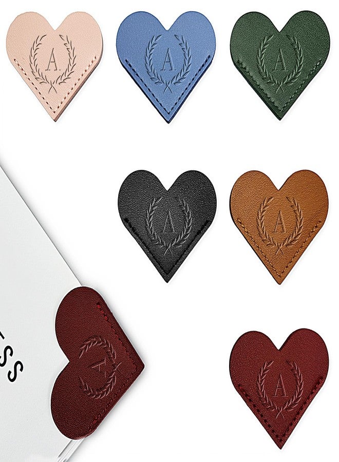 PYXC Leather Heart Shaped Bookmark, 6 Pieces Cute Corner Page, 26 Letters Bookmark, Suitable for Teachers Students Book Lovers Home Stationery.(Alphabet Heart (6 Pcs)) (Alphabet Love (6 Pcs), A) - Image 1