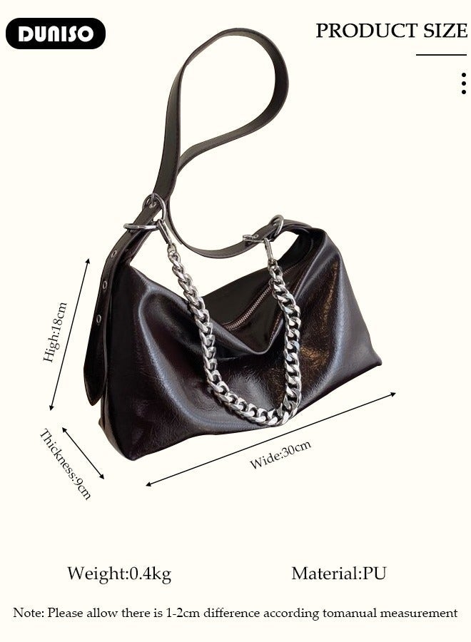 DUNISO Women's Shoulder Tote Bag Faux Leather Handbag For Women Large Capacity Bucket  Crossbody Bag Fashionable Travel Messenger Bag Shoulder Bag For Ladies Girls College Students - Image 4