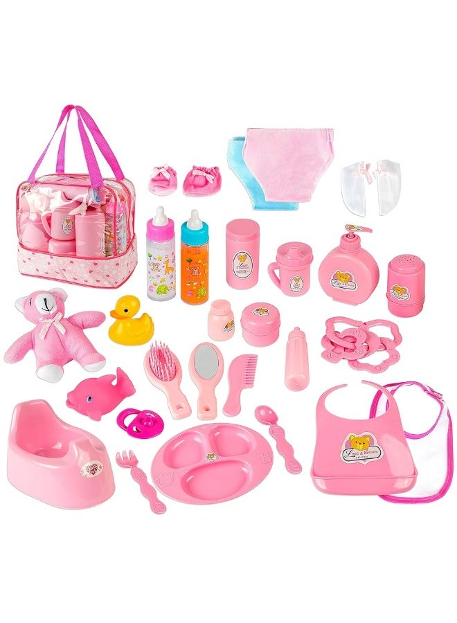 fash n kolor Doll Feeding Set | Set Includes Baby Doll, Doll Diapers, Diaper Bag, Magic Bottles, Potty and Bath Toys | 26 Changing and Other Accessories for 3+ Years Kids - Image 4