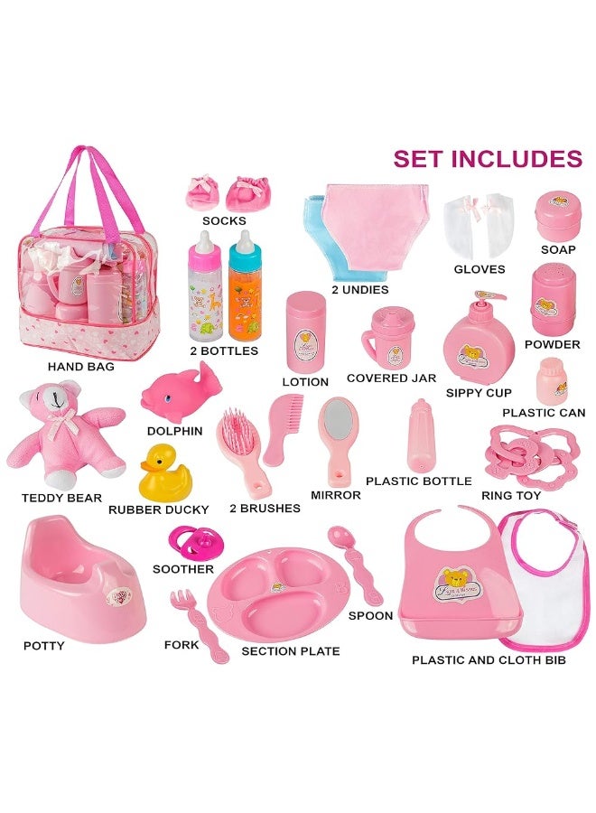 fash n kolor Doll Feeding Set | Set Includes Baby Doll, Doll Diapers, Diaper Bag, Magic Bottles, Potty and Bath Toys | 26 Changing and Other Accessories for 3+ Years Kids - Image 5