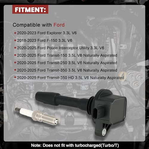 KacuYelin UF825 Ignition Coil Pack and Iridium Spark Plugs Set of 6 Compatible with F150 20182021 Explorer 20202021 Transit150250350350 33L 35LReplaceDG564JL3Z120 - Image 3
