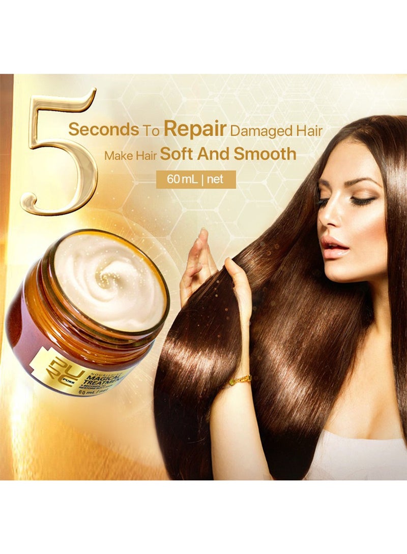 PURC قناع الشعر السحري، قناع ترطيب عميق للشعر، عناية يومية بالشعر، علاج إصلاح الشعر التالف، 5 ثواني لاستعادة الشعر الناعم، إصلاح الشقوق والجفاف 60 مل - Image 2