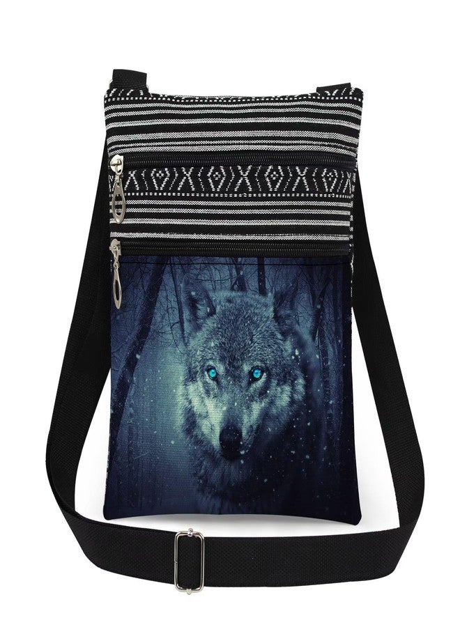 XiaoGalaee Wolf Print Crossbody Bag Adjustable Shoulder Strap Messenger Bag for Nature Lover Daily Use Wolf Print Crossbody Purse Birthday Holidays Christmas Gift for Adult Friend Sister - Image 1