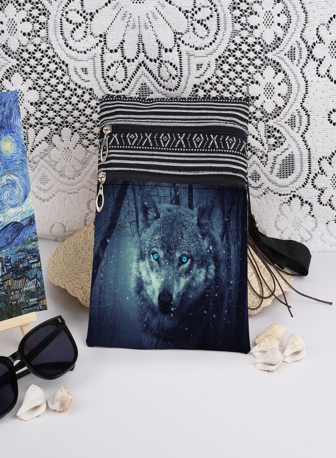 XiaoGalaee Wolf Print Crossbody Bag Adjustable Shoulder Strap Messenger Bag for Nature Lover Daily Use Wolf Print Crossbody Purse Birthday Holidays Christmas Gift for Adult Friend Sister - Image 3
