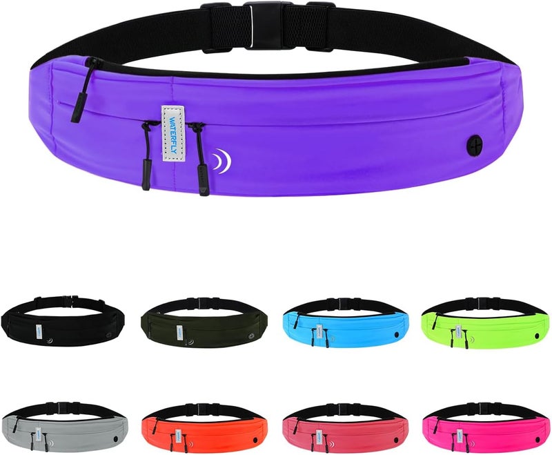 WATERFLY Running Belt Fanny Pack: Runner Marathon Jogging Waist Pack Sport Workout Exercise Fitness Phone Holder Belt for Men Women Jogger Slim Waistband - Image 1